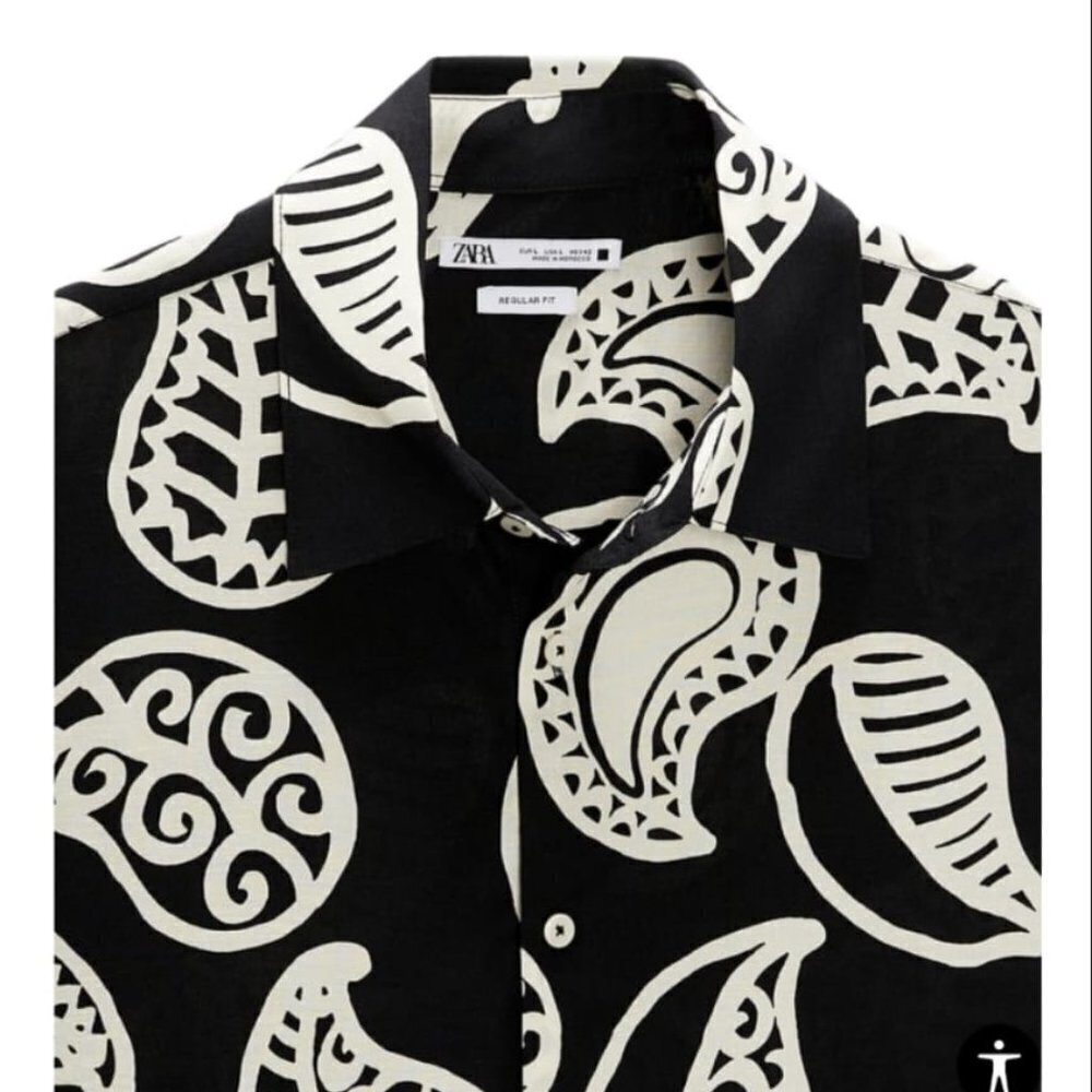 NWT ZARA PAISLEY PRINT SHIRT BLACK | 5566/114 - Picture 2 of 16